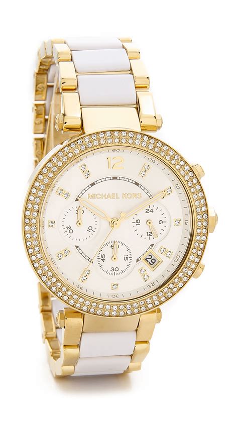 michael kors white gold watch